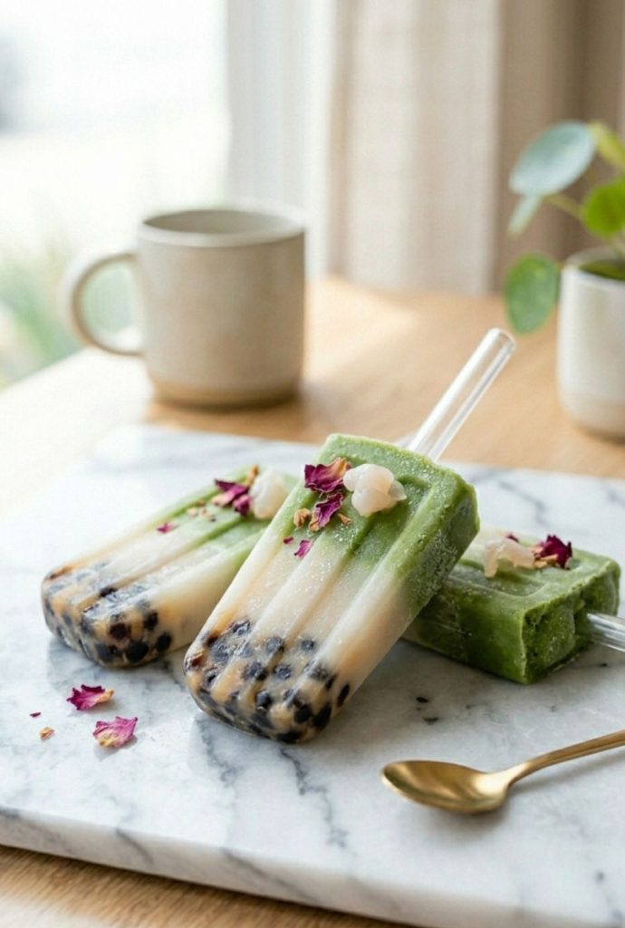 12. Lychee Matcha Popsicles